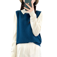 圆领毛衣女2024年秋冬新款内搭打底针织衫马甲上衣，女装马甲，贵皇网供仓