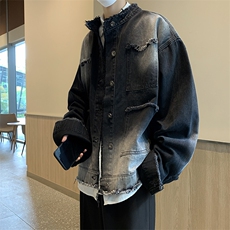 A740-P552023秋季新款毛边夹克休闲上衣日系复古工装牛仔外套男，男装夹克，星座512-6