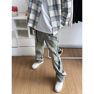 B221 美式ins高街小众个性男女破洞牛仔裤 LK23001-P65 控88图片