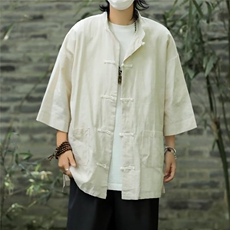 日系衬衫夏季宽松休闲半袖工装衬衣设计感情侣款外套，男装衬衫，星座716-4