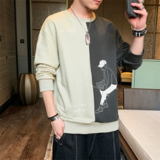 2021春秋季新品长袖卫衣男士个性拼色潮流圆领休闲运动DS982T，男装卫衣，电商A102