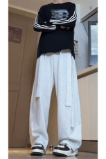 宽松垂感裤男春季新款2025潮流飘带设计感休闲裤子-A2003TP55控98，男装休闲裤，电商B241