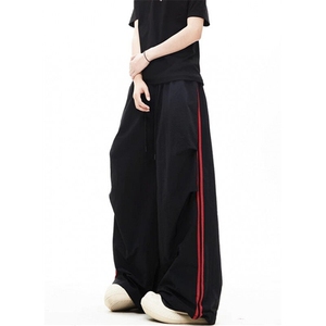 凉感速干防晒工装裤男女夏季潮条纹撞色休闲情侣伞兵裤 KB896图片