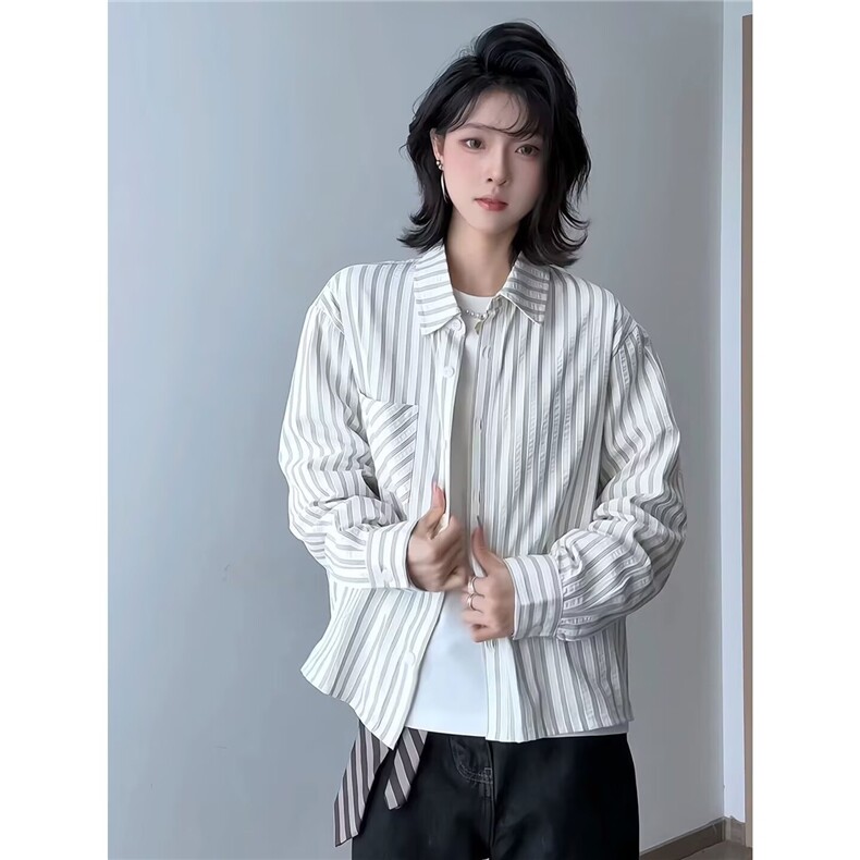 港风春款男女衬衫竖条纹韩版衬衣CA22P40,男装衬衫,星座1013-1