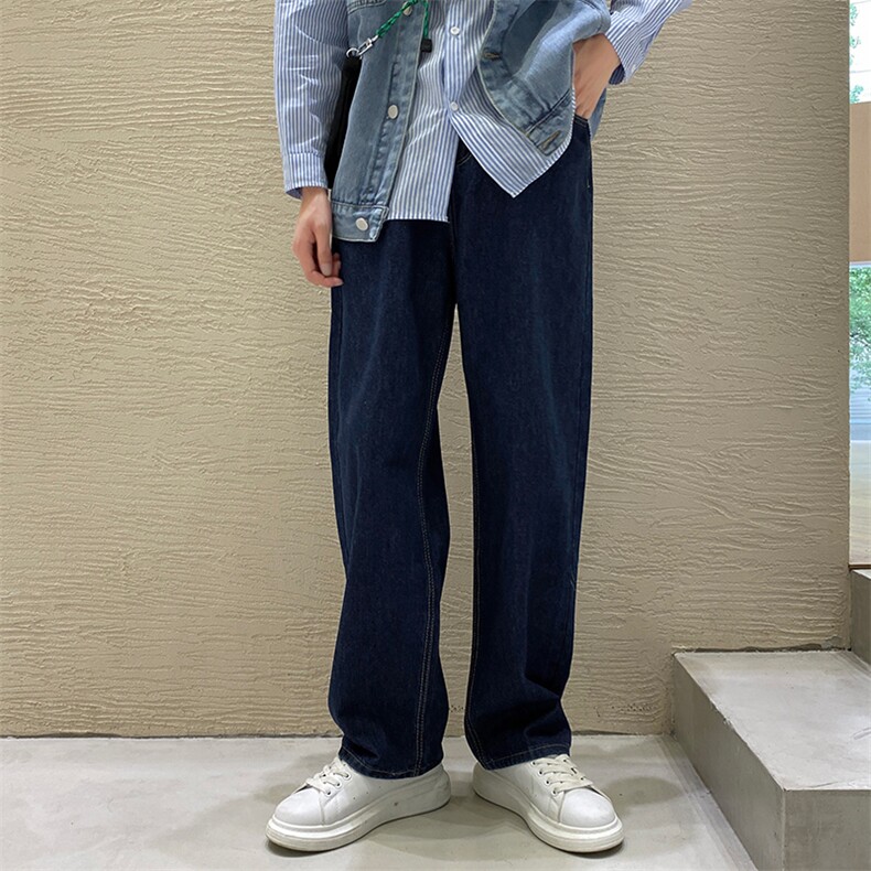 2025秋冬新款 港风纯色直筒宽松日系牛仔裤潮男B381-2/9915/P58图片