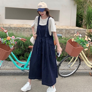 小清新韩系牛仔背带裤女夏2024新款美式高级感爆款阔腿裤连体裤图片