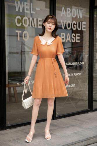 现货夏季新款压绉连衣裙,女装连衣裙,依美依缘