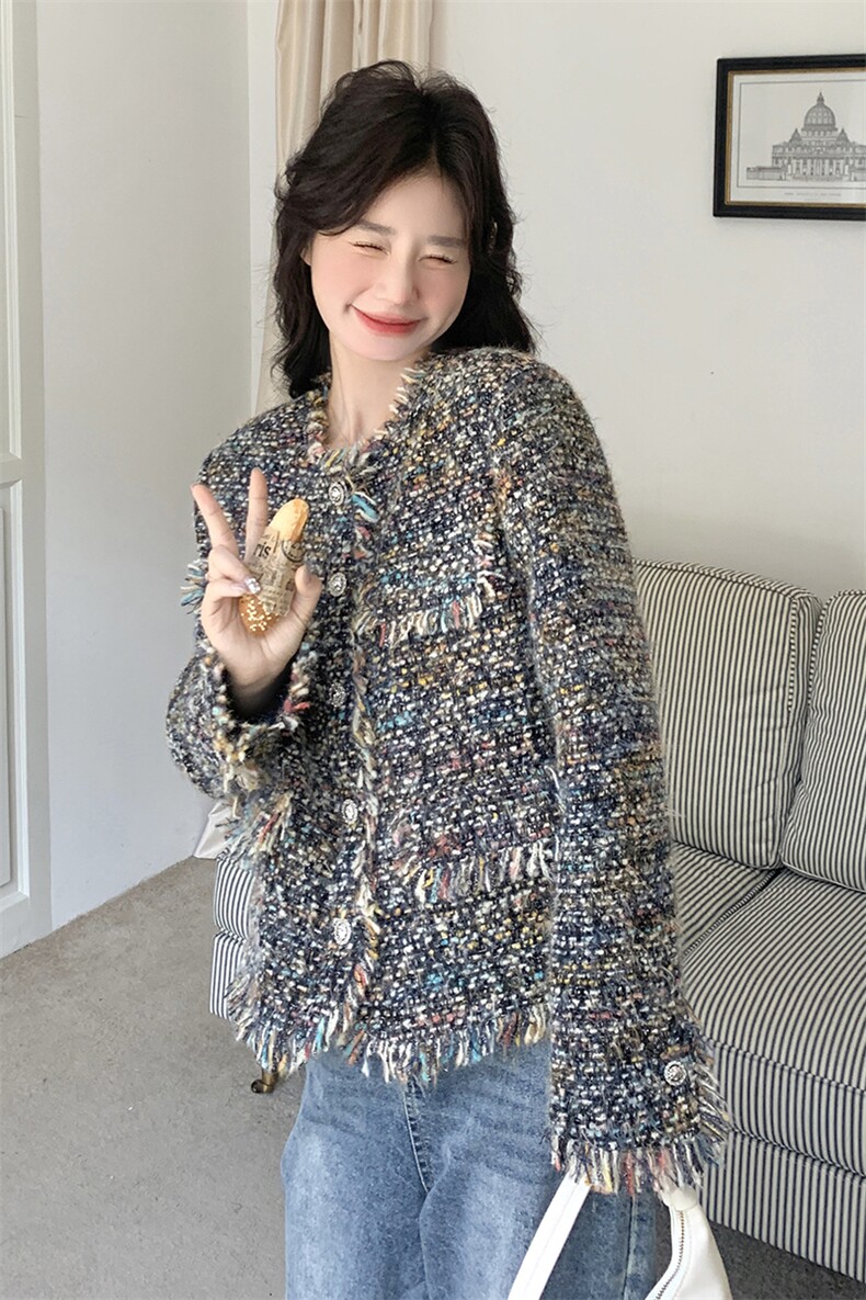 现货短款彩色小香风外套,女装短外套,2C081