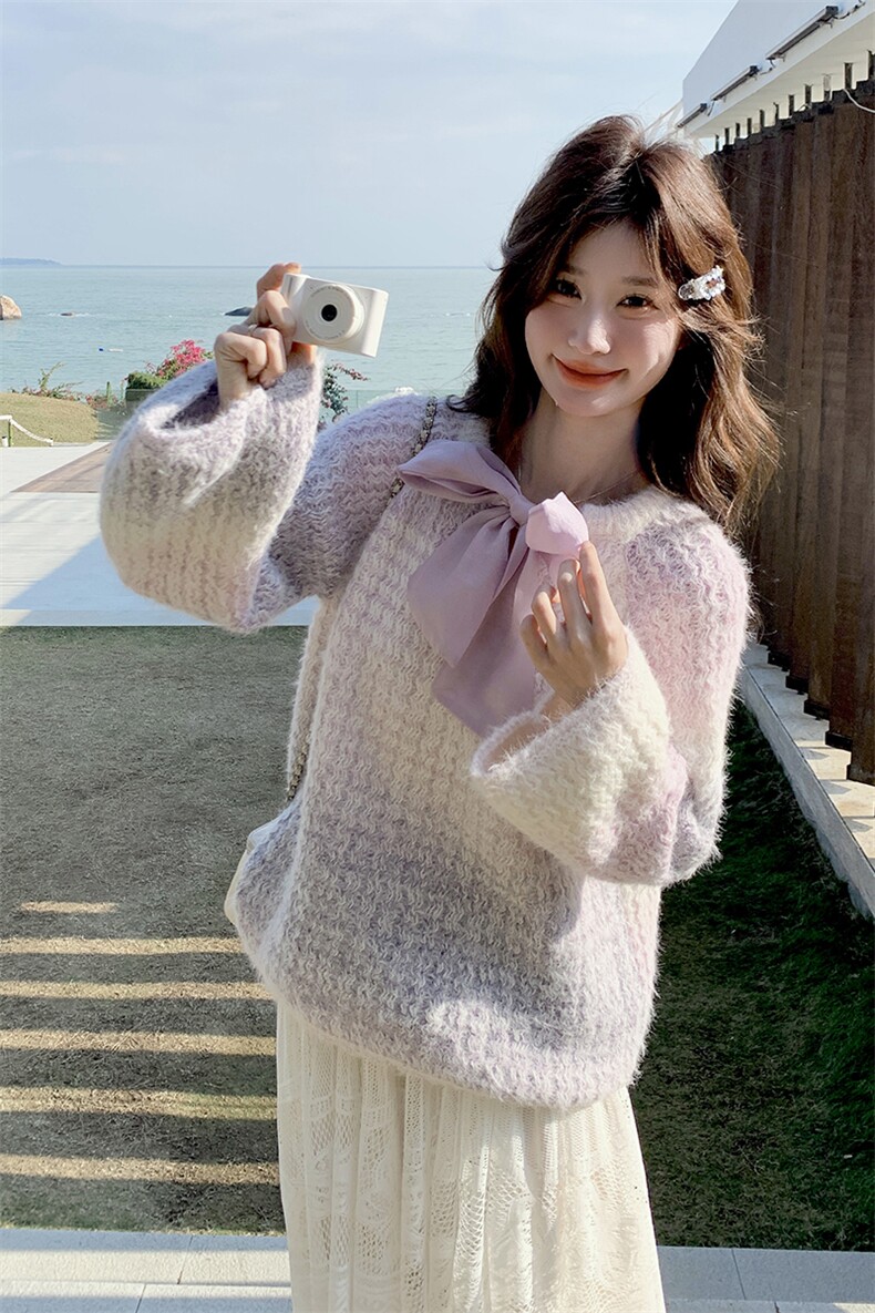 氛围感减龄套装裙女2025秋季新款独特好看渐变针织衫半身裙两件套,女装套装/套裙,2C133