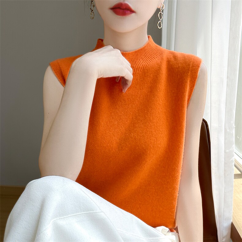 圆领新款针织吊带女无袖纯色马甲简约百搭宽松套头上衣,针织衫/毛衣,戎洋