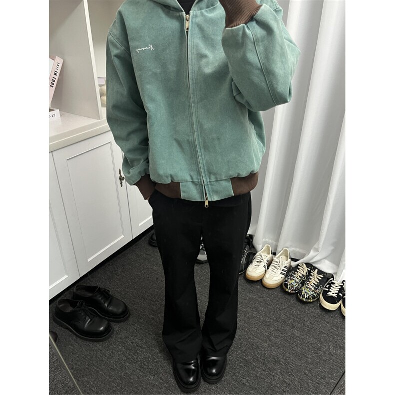 【有货】湖水绿Boxy短款连帽外套男春秋美式帆布夹克Y166CC-特P63,男装夹克,星座1007（原301D）