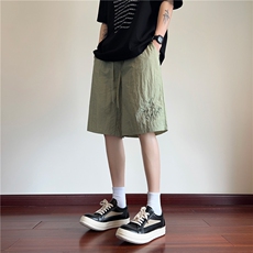 抖音品质夏季新款新中式竹子刺绣宽松短裤B315-K24123-特p20控38，男装牛仔裤，电商B315