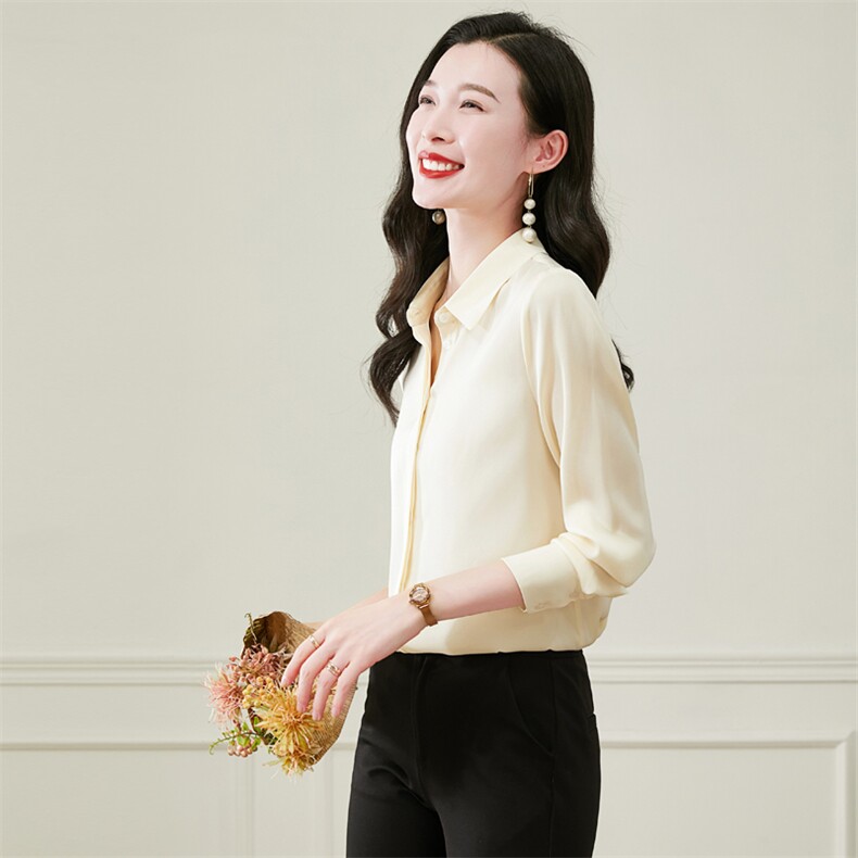 纯色重磅真丝衬衫女长袖2026新款春季中年妈妈显瘦真丝上衣小衫,女装衬衫,阿舍尔精品