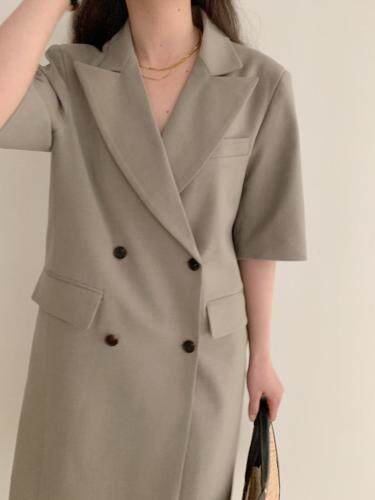 夏季新款双排扣西装连衣裙，女装西装，FULE EDIT