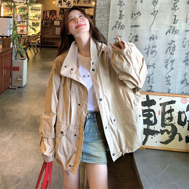 现货！韩系休闲连帽冲锋衣外套2C260-C042-P165-K238,女装短外套,2C260