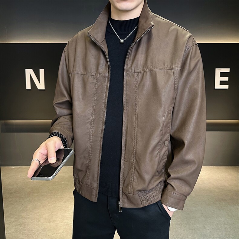 店主风皮衣男时尚2025秋款纯色皮夹克外套上衣男B317/5821/P135,男装皮衣,电商B317
