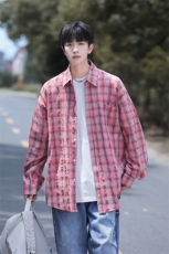 抖音日销2千件格子衬衫男士长袖宽松休薄款CS7219P55控88，男装衬衫，电商B413-1