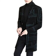高品质冬季男士修身格子毛呢大衣中长款呢子商务休闲外套N05P160，男装毛呢大衣，电商B226-2（原B217-2）