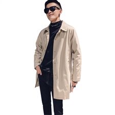 社会风秋装修身中长款单排扣风衣夹克外套B297-1937-P115控148，男装风衣，电商B297