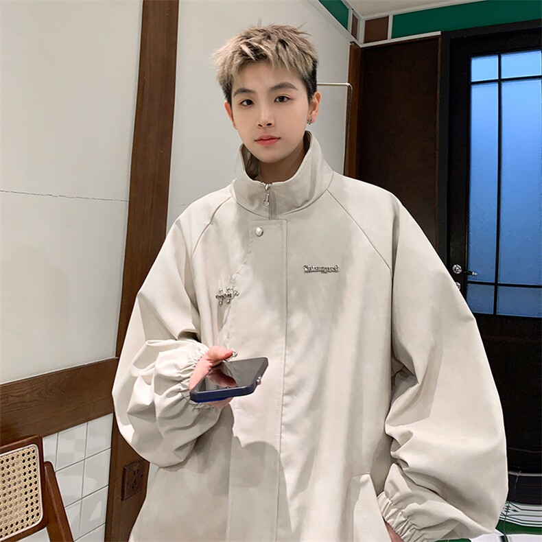 XZ213-JK8934-P108控138港风美式日系复古扎染宽松百搭立领夹克,男装夹克,星座213