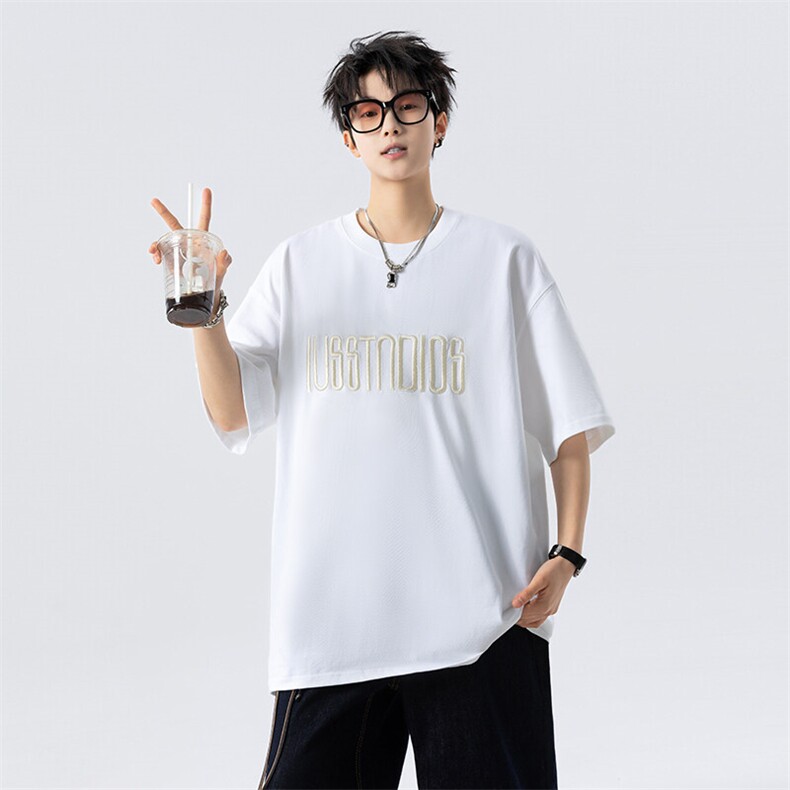 2025夏季新款男士潮牌印花短袖T恤字母刺绣半袖T126-P35-控58,男装T恤,电商D309