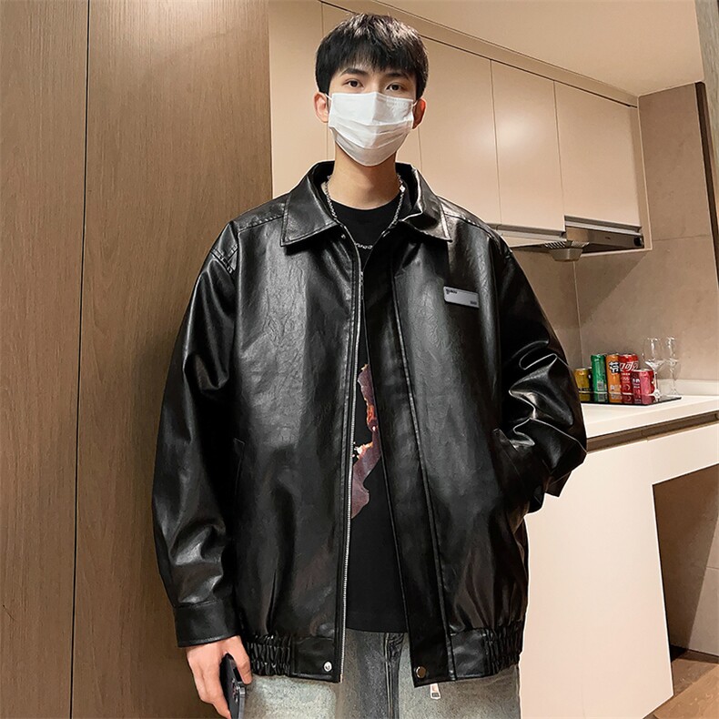秋季新款男士皮夹克潮机车宽松皮衣外套宽松A266-PY006-P80控138图片