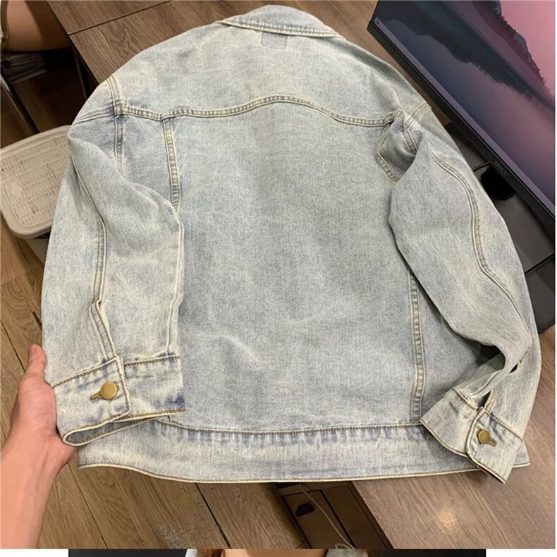 J3360-P128美式复古做旧水洗刺绣牛仔外套男女秋季古着休闲,男装工装外套,电商B323A