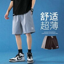 K201P25蓝底百搭休闲潮流蝴蝶印花港风五分裤学生情侣沙滩裤夏，男装休闲裤，电商A050