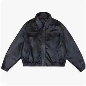 美式复古短款皮衣外套男春秋季潮牌宽松休闲街头机车翻领PU皮夹克图片