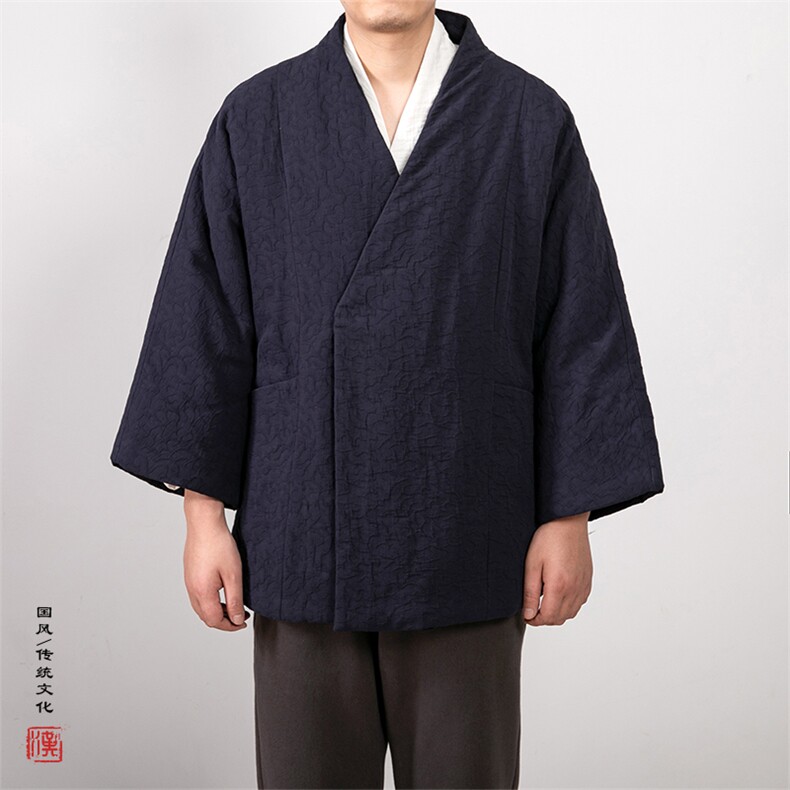 冬装新款风男装改良汉服棉衣棉麻提花道袍HM03P145,男装棉衣,钱塘802