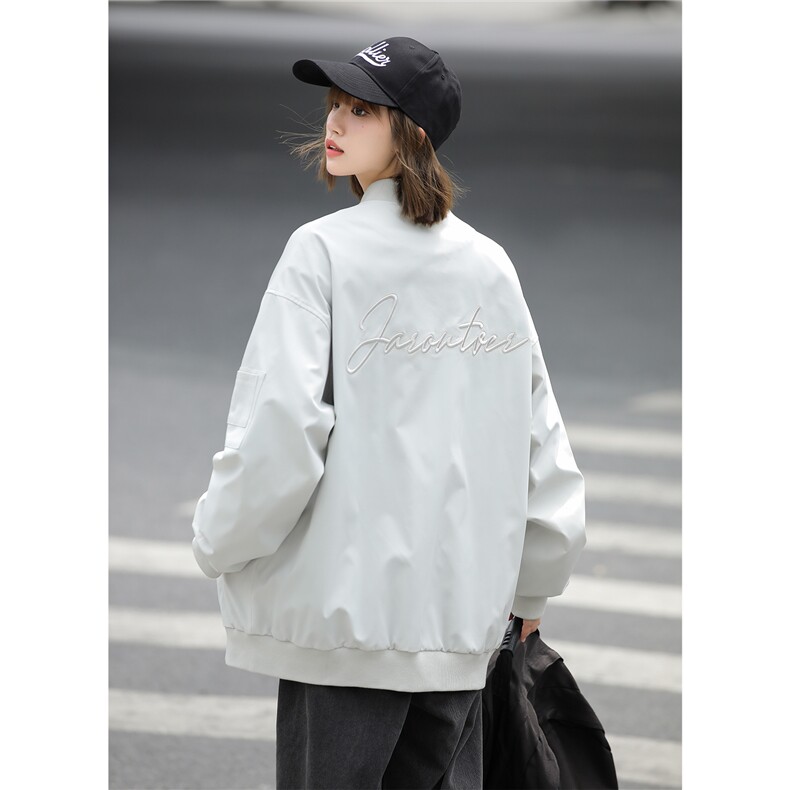 中性秋装宽松防水棒球领飞行服绣花夹克女装秋季大码外套S229-P88，男装夹克，电商A233-1
