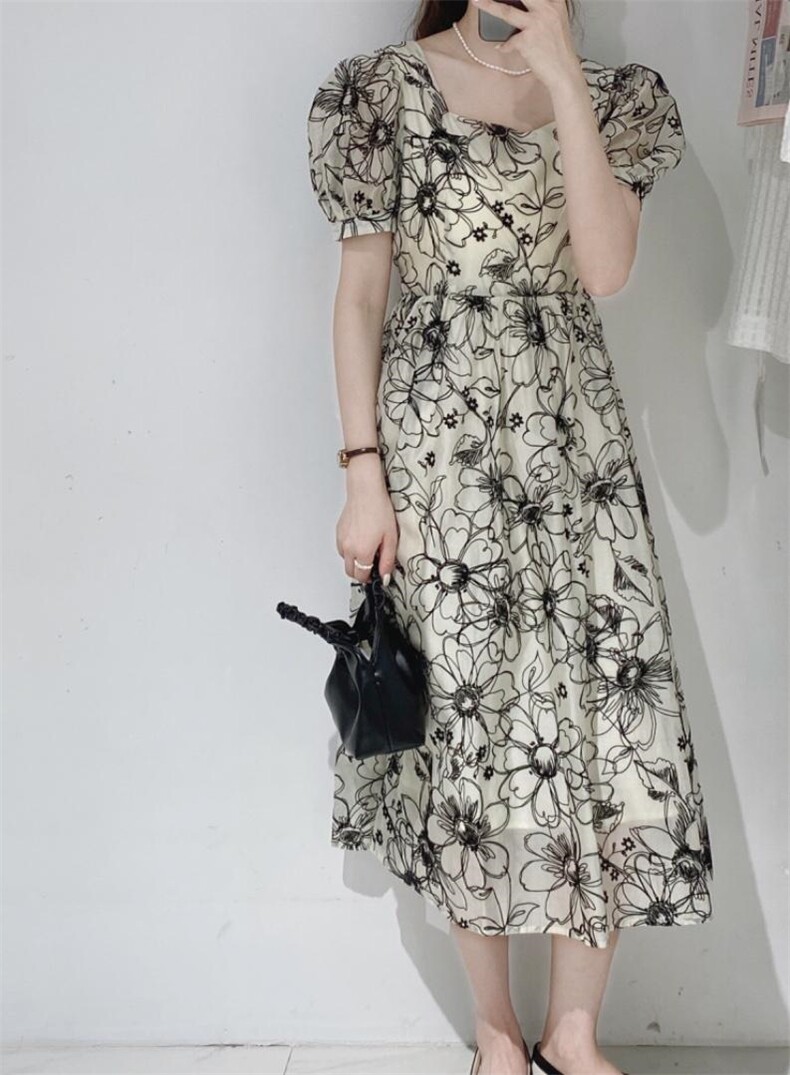 植绒连衣裙，女装连衣裙，驿谷