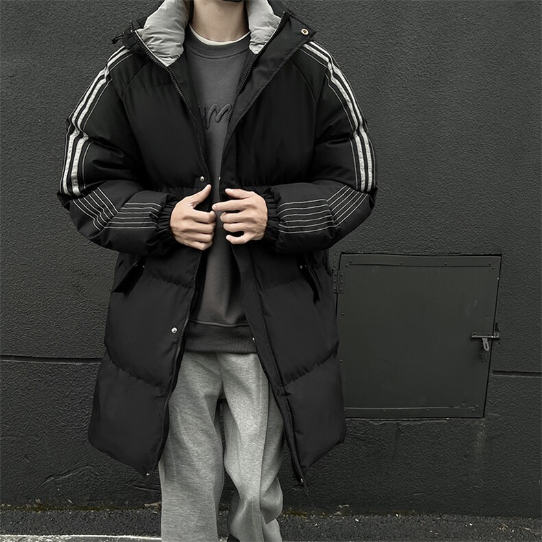 CC883-P118秋冬中长款棉衣防风宽松双层立领落肩连帽棉服纯色，男装棉衣，星座405-3