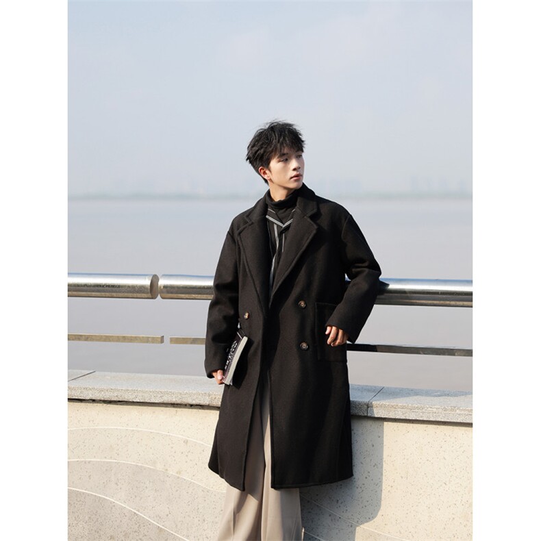 冬季宽松休闲毛呢大衣男韩版过膝呢子外套风衣潮XZ811A-F307-P138,男装风衣,星座811A