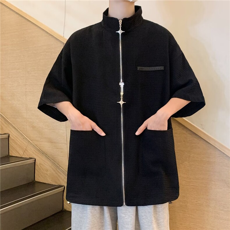 小众设计感拉链衬衫男夏季2024新款高级感休闲衬衣痞帅CY753-P33图片