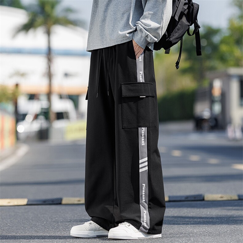 胖胖哥拼接工装裤男秋季潮牌宽松大码裤子胖子痞帅运动休闲长裤,男装工装外套,星座209