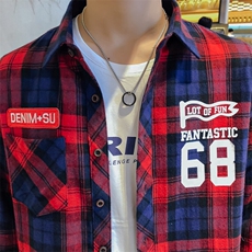 情侣装潮牌数字68号长袖格子休闲衬衫228-CS66-P45，男装衬衫，星座228