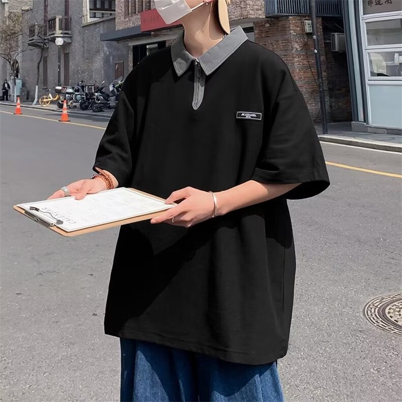 翻领毛线短袖T恤男简约百搭休闲打底五分袖POLO衫T5562P28,男装Polo衫,星座1116-2