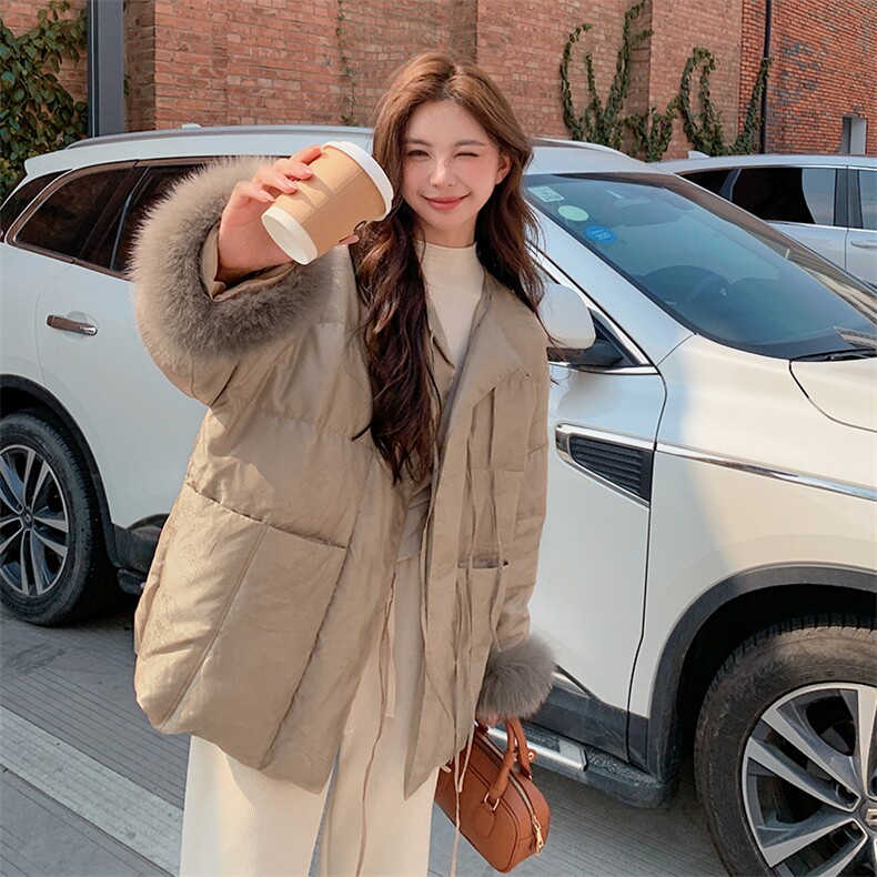 狐狸毛复古提花羽绒服女2024新款冬季白鸭绒高级感新中式外套,女装羽绒服,浙宝281