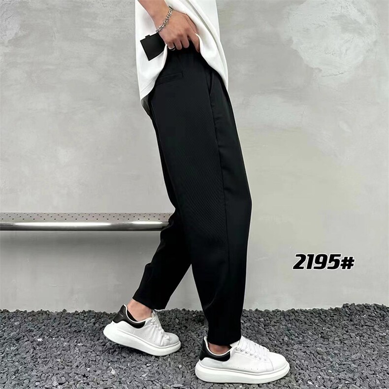 男简约宽松休闲裤垂感纯色枭光长丝面料长裤A329-K2195-P48,男装休闲裤,电商A329