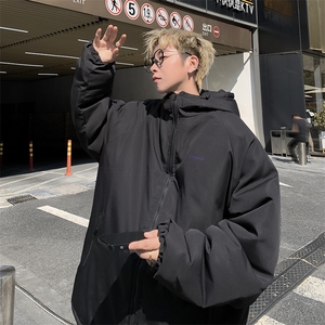 美式冲锋衣外套棉服男连帽宽松户外大码登山防水机能棉M0315-P88图片