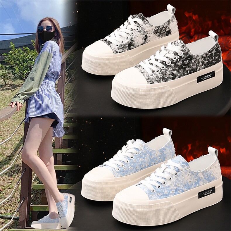 新款小白鞋女2023春季女士厚底鞋女休闲单鞋板鞋女款潮鞋帆布女鞋，女鞋帆布鞋，电商A223