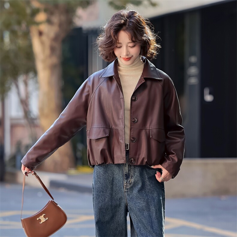 港风pu皮衣外套女短款2025春季新款小个子高级感欧货休闲夹克上衣,女装皮衣,魅衣本色