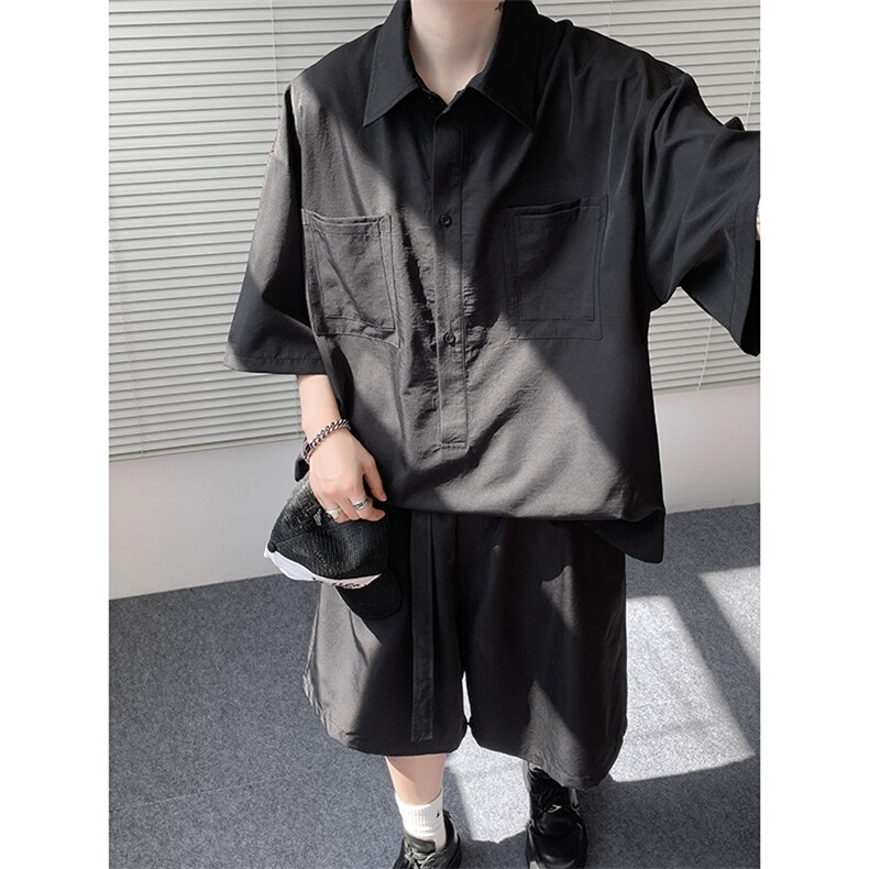 现货TZ25113-P52特控88大码夏季冰感顺滑纯色套装,男装休闲套装,电商D232