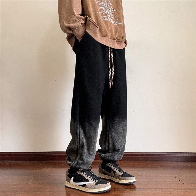 面料65棉35涤纶水洗扎染卫裤男加绒D329-QM537薄款P60-加绒65控78,男装休闲裤,电商D329