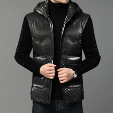 B20169钱塘2020-1冬季男士羽绒服针织袖高端90白鸭绒P310，男装羽绒服，钱塘207-1