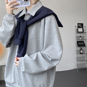 5XL-M潮流高级感披肩撞色拼接翻领百搭卫衣宽松弯刀长裤TZ113P118图片