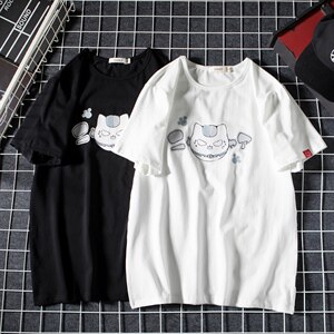 2021夏季新网格风日系大码男T恤宽松已注册印花卡通短袖T1012-P25图片