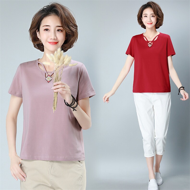 2024新款女装夏季时尚印花潮流圆领短袖T恤 修身显瘦百搭上衣图片