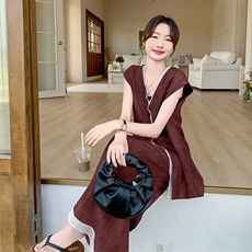 冷淡风高级感撞色套装裙女夏2025新款小香风西装马甲半身裙两件套，女装套装/套裙，2C255